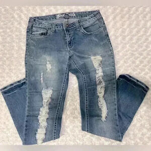 Blue Faith Women’s Skinny Distressed Blue Jeans‎